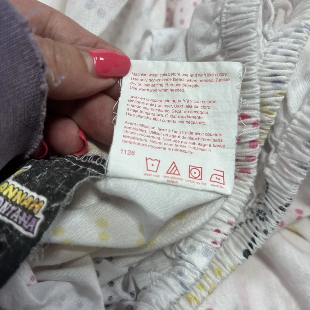 Hannah Montana Disney Twin Fitted Sheet Starburst Pattern Cotton Blend Fabric